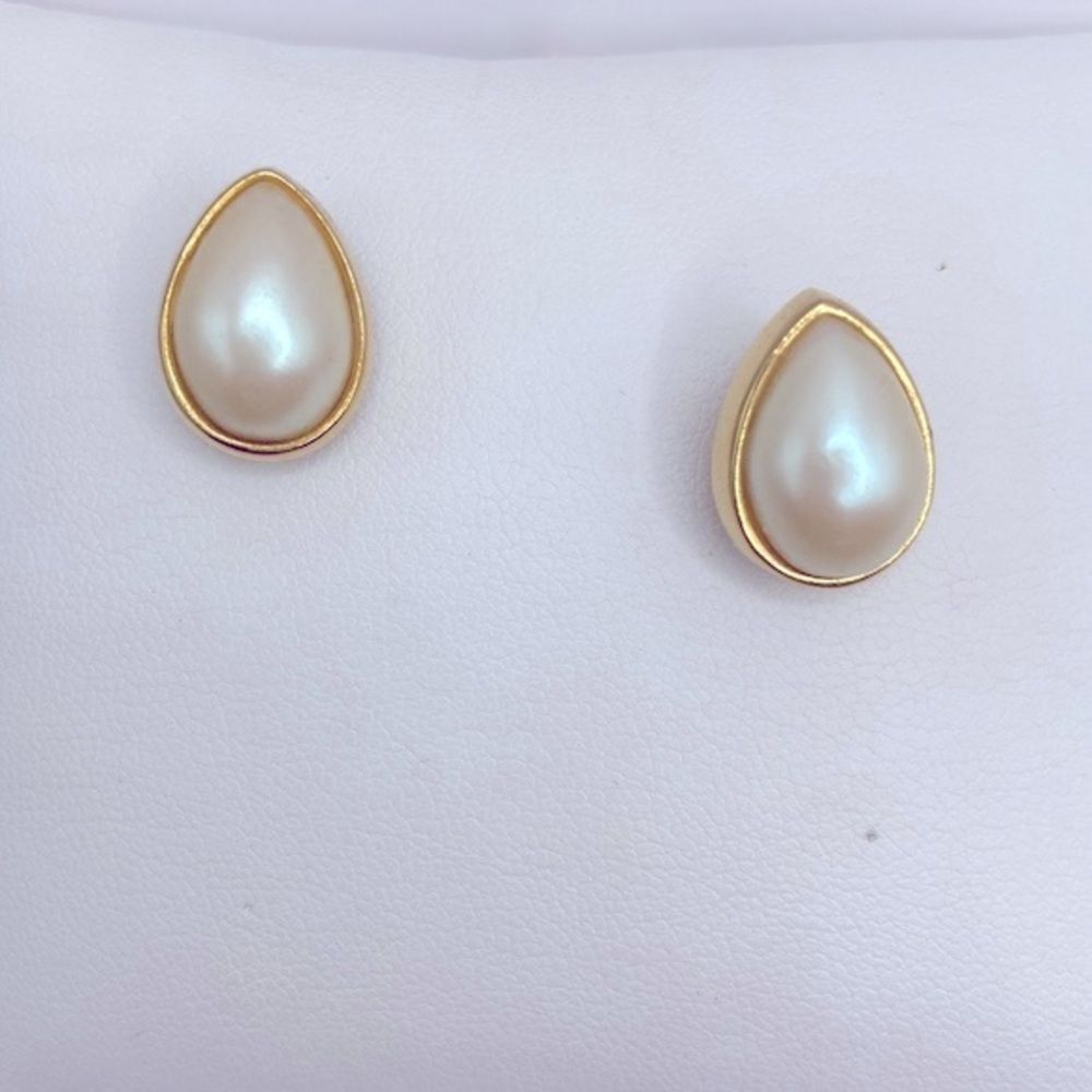 Vintage Signed Richelieu Teardrop Faux Pearl Post Back Earrings